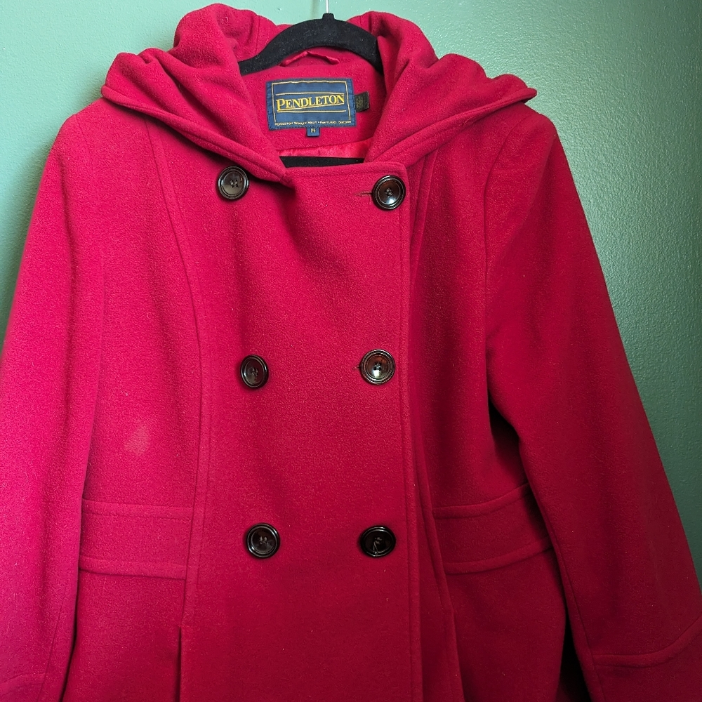 Red Pendleton Coat With Hood - image 3
